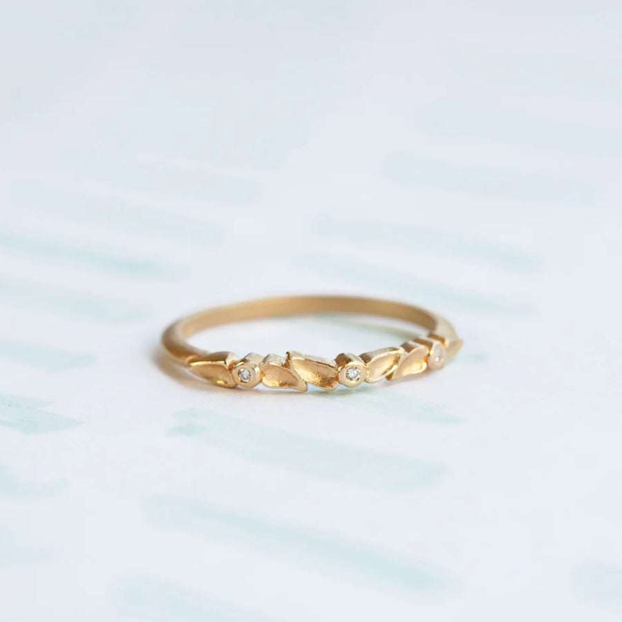 Buttercup Petal Topper Band - 18k Yellow Gold + Diamonds (.02 ctw)