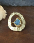 Whirlpool Ring - Brass + Aquamarine