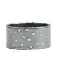 Oxidized Silver Scattered Diamond Band - 4mm, 7mm, 10mm