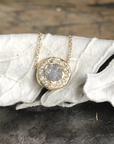 Rough Diamond Halo Pendant - 14k Gold + Diamonds