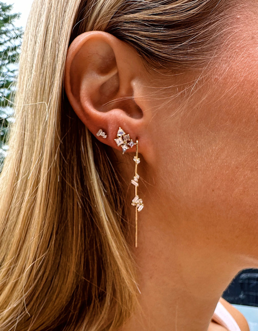 Petite Post Earrings - 18kg + Diamonds