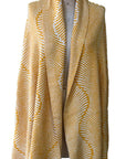 100% Italian Spun Egyptian Cotton Body Cocoon Wrap: Forest Fern Print Gold + Cream