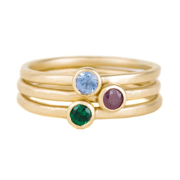 Shine On Birthstone Stackers- 18k Gold + Ethically Sourced Colored Gemstones