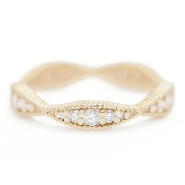 Ribbed Nestle Eternity Band - l8k Yellow Gold + Diamonds (.35 ctw)