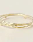 Set of Three Gold Hammered Bangles - 18k Yellow Gold / Medium - 57x66mm / 196mm Around