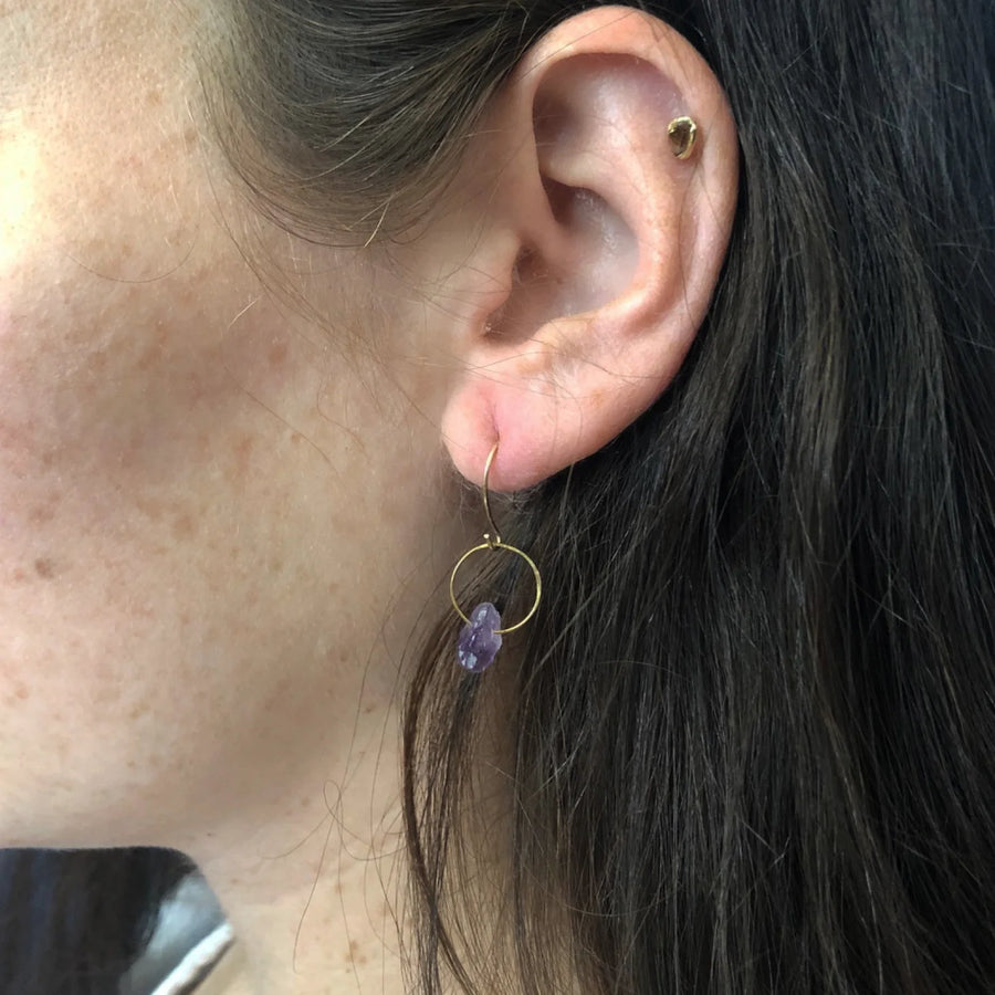 Birthstone Earring - Gold-Fill + Amethyst