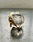 Black Tourmaline in Quartz Orb - 18k Gold