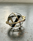 Black Tourmaline in Quartz Orb - 18k Gold