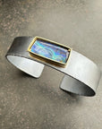 Captured Boulder Opal Cuff - Oxidized Sterling Silver + 18k Gold