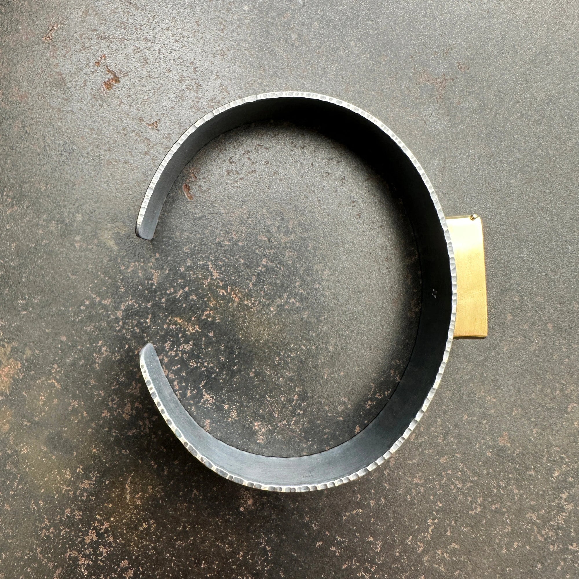 Captured Boulder Opal Cuff - Oxidized Sterling Silver + 18k Gold