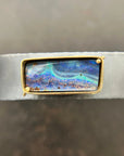 Captured Boulder Opal Cuff - Oxidized Sterling Silver + 18k Gold