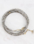 Labradorite Gemstone Wrap Bracelet/Necklace - 14k Gold + Labradorite