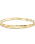 Set of Three Gold Hammered Bangles - 18k Yellow Gold / Medium - 57x66mm / 196mm Around