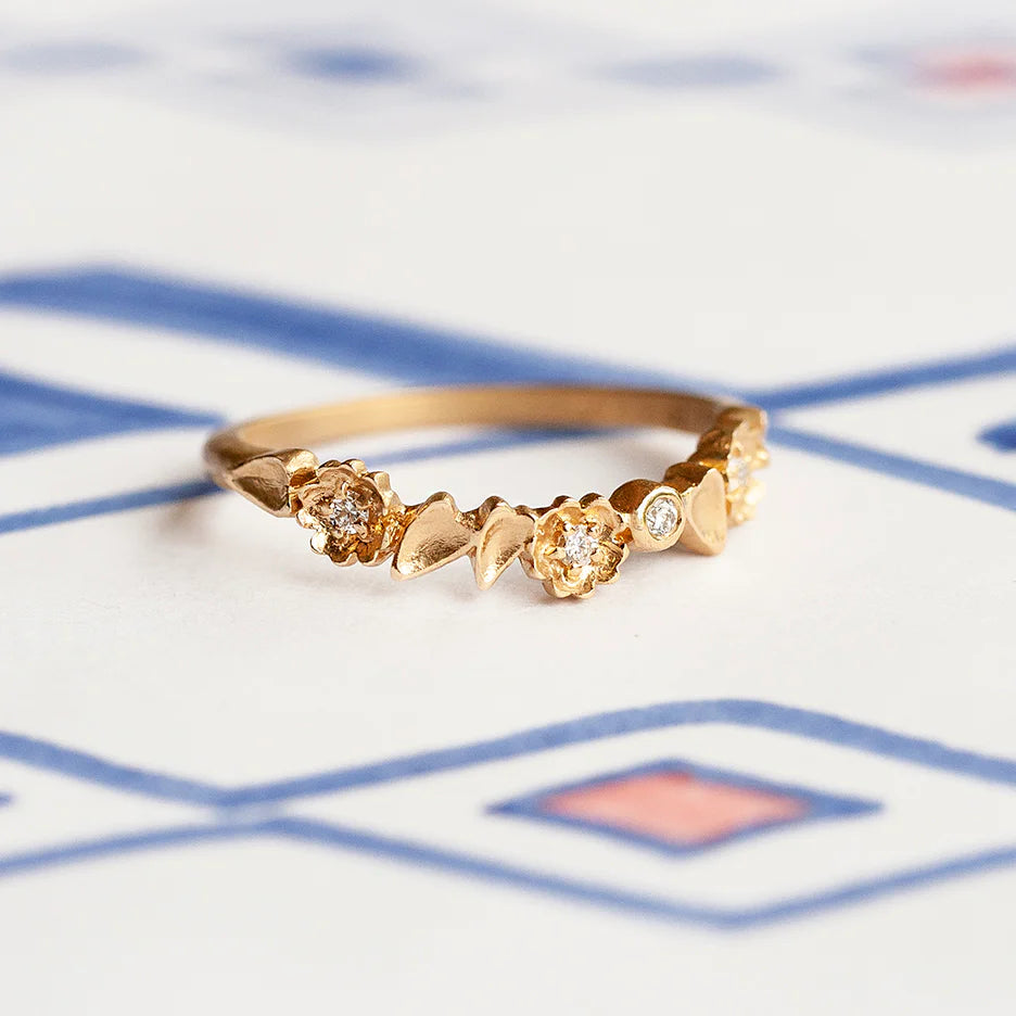 Buttercup Topper Guard Band - l8k Yellow Gold + Diamonds (.06 ctw) – KMJ