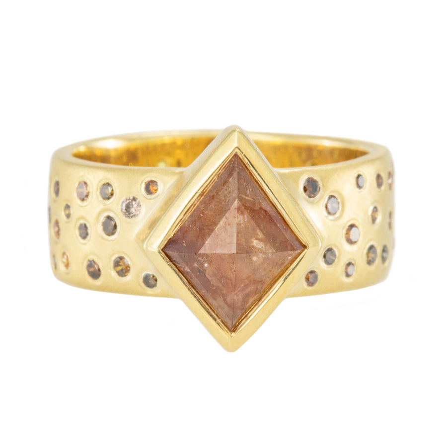 2.045ct Red Kite Rosecut Diamond - 18ky + Red Colored Diamond Melee