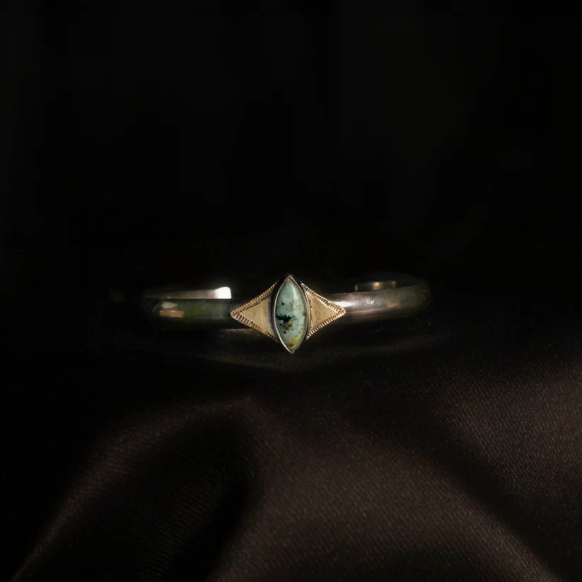 Celestial Cuff - Oxidized Brass, Sterling Silver + African Turquoise