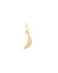 Tiny Crescent Moon Charm with Diamonds - 18k Yellow Gold