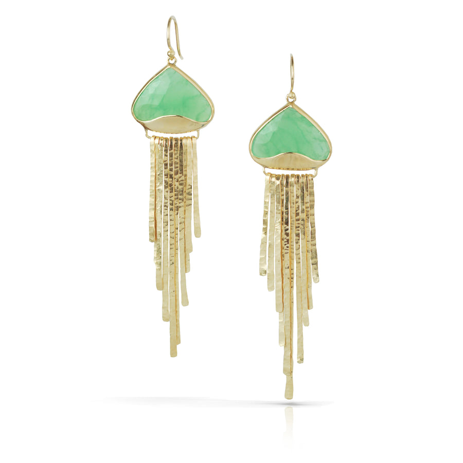 OOAK Jellyfish Earrings - 18k Gold + Chrysoprase
