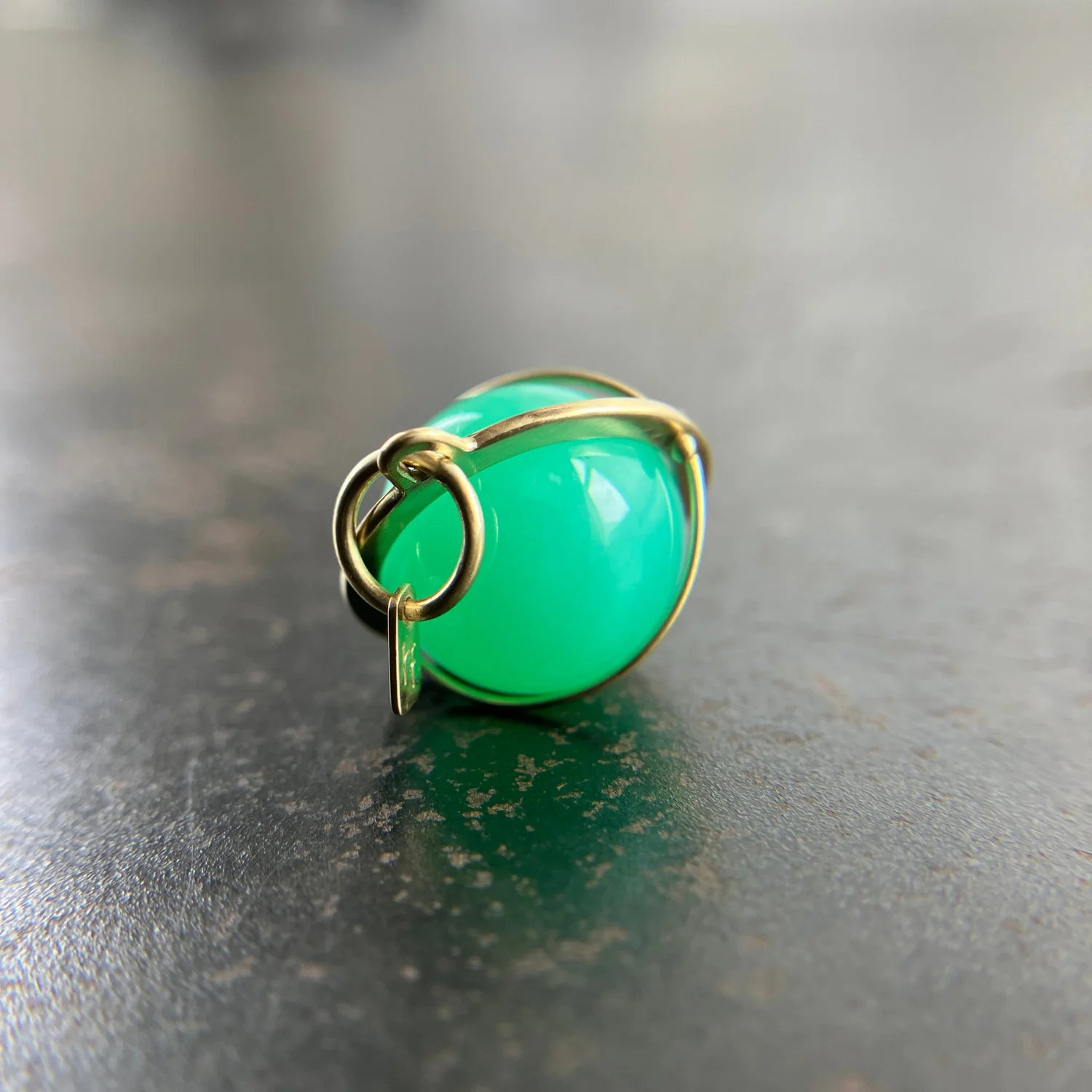 Captured Chrysoprase Orb - 18k Gold + Chrysoprase