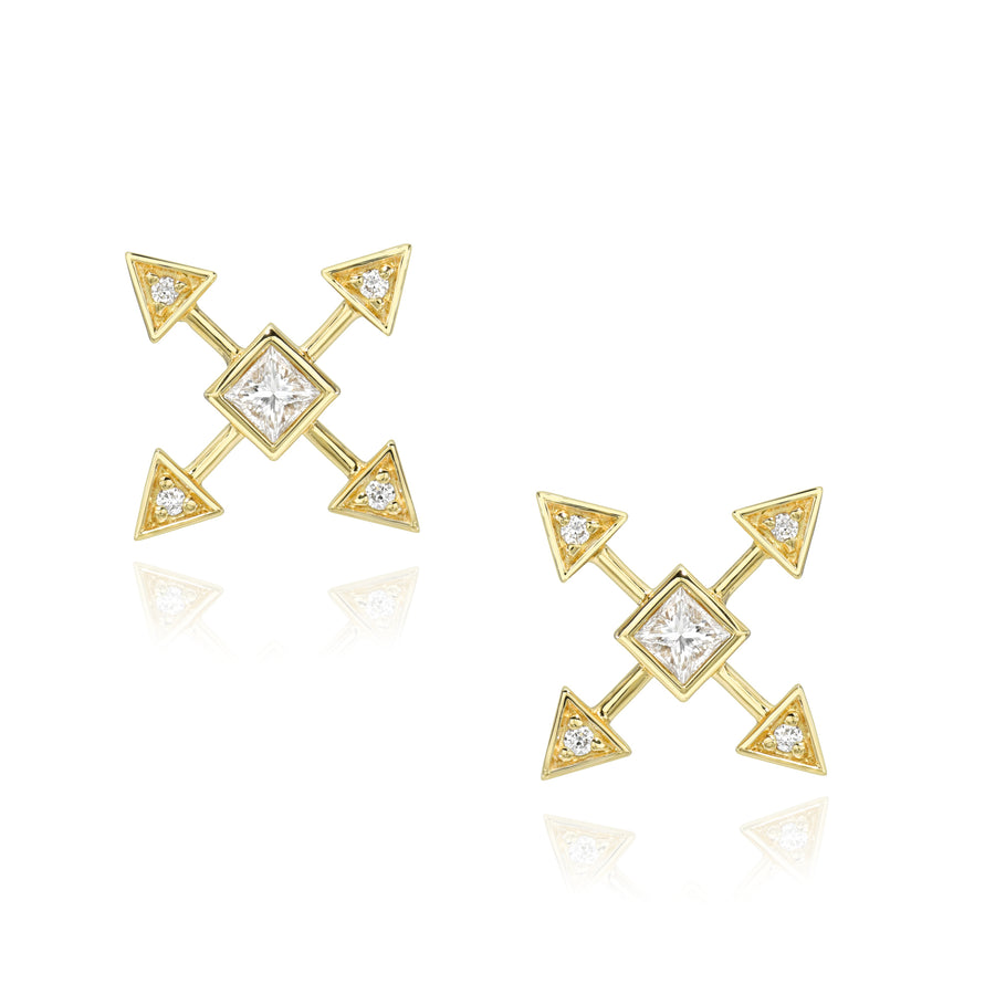 Dainty Pure Energy Post Earrings - 18k Gold + Diamonds