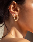 Sunset Crescent Mini Hoops - 18k Gold + Sapphires
