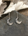Crescent Moon Celestial Earrings - Silver