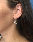 Crescent Moon Celestial Earrings - Silver