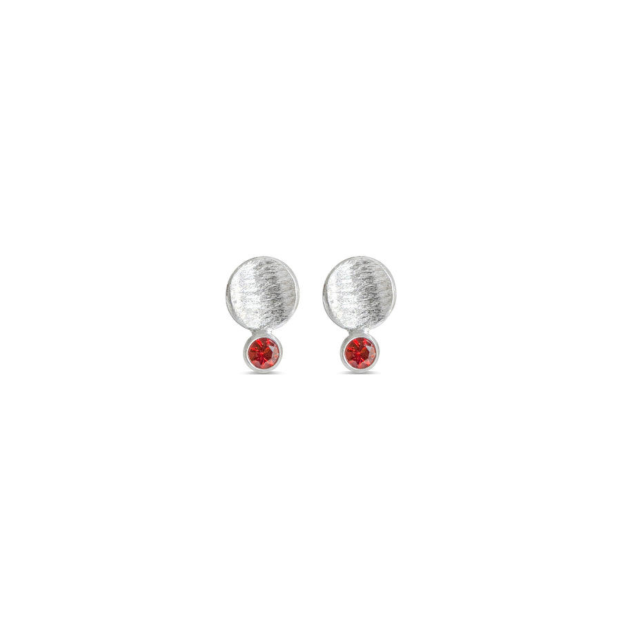 Cassiopeia Studs - Sterling Silver + Red Fire Orange Citrine