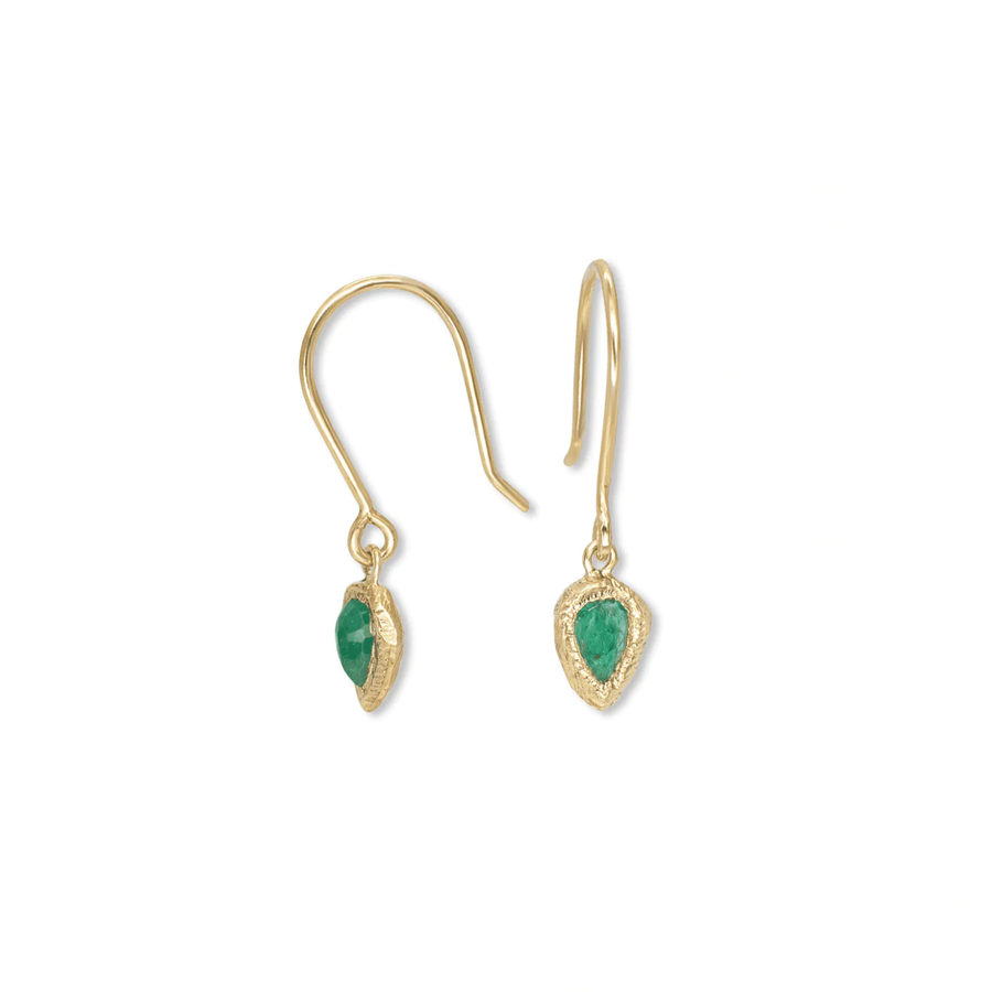 Teardrop Earrings - 18k Gold +  Emerald