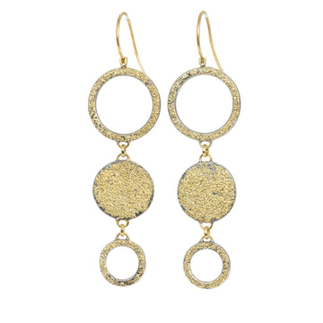 Dusted Orb Statement Earrings - 22k/18k Gold, Oxidized Silver
