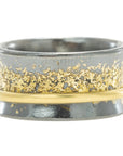 Dusted Spinner Ring 18k/22k, Oxidized Silver