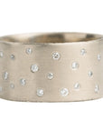 10 mm Coined Edge 14kpw Gold Scattered Diamond Band w/Diamonds Half Way Around - KMJ Kate Maller Jewelry Jewelry - Rings