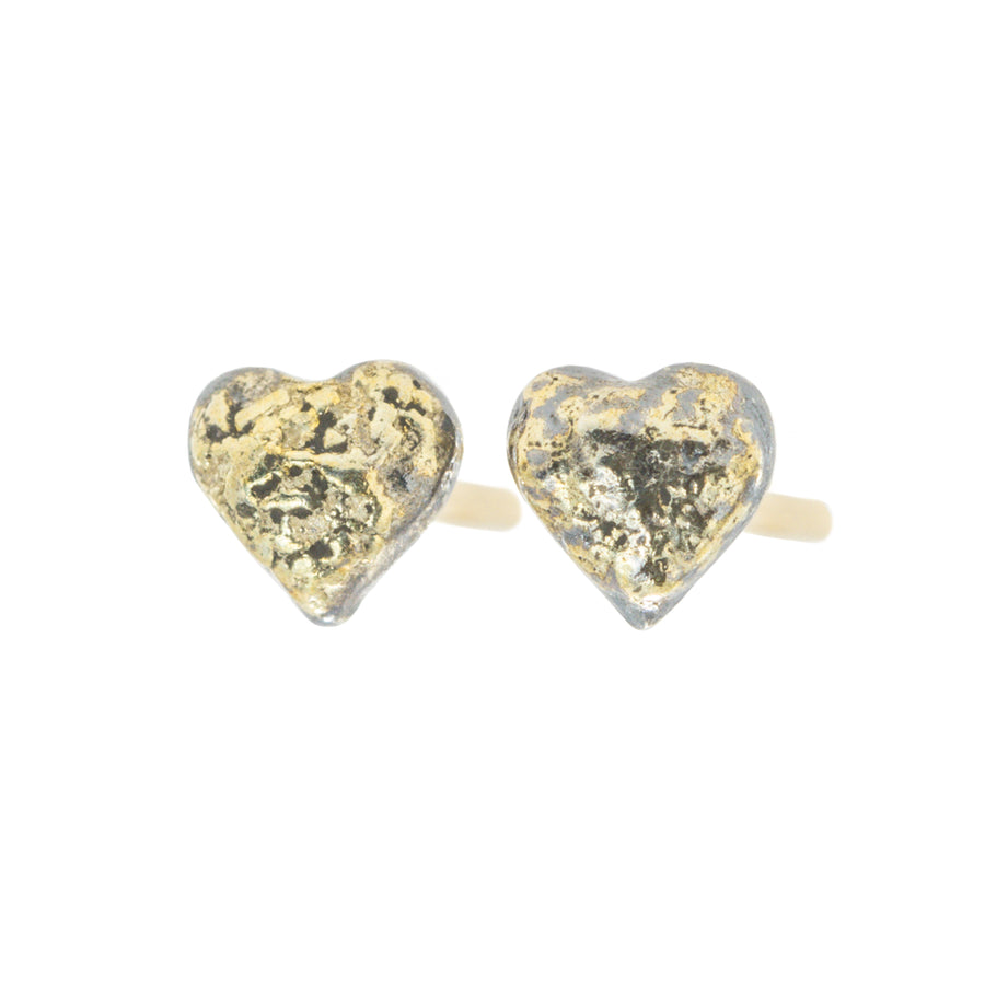 Dusted Love Studs - 22k/18k Gold, Oxidized Silver