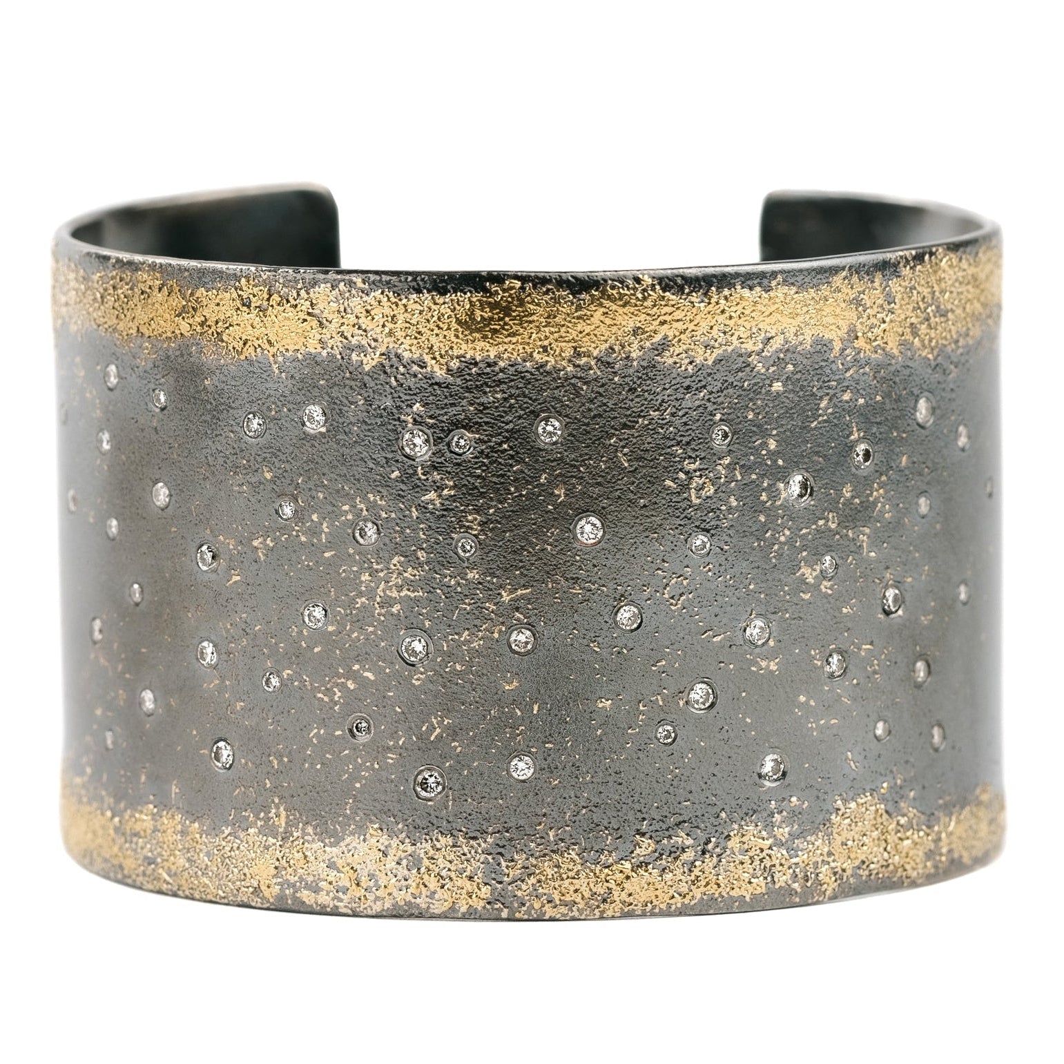 City Lights Cuff - 22k Gold, Oxidized Silver + Reclaimed Diamonds - KMJ Kate Maller Jewelry Jewelry - Bracelets