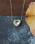 Heart of Gold Pendant - 14K Yellow Gold + White Sapphire
