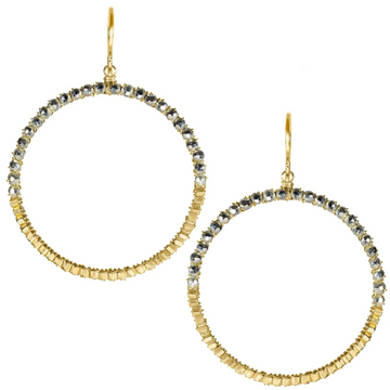 Half And Half Earrings - 14k Gold Fill + Silver Pyrite
