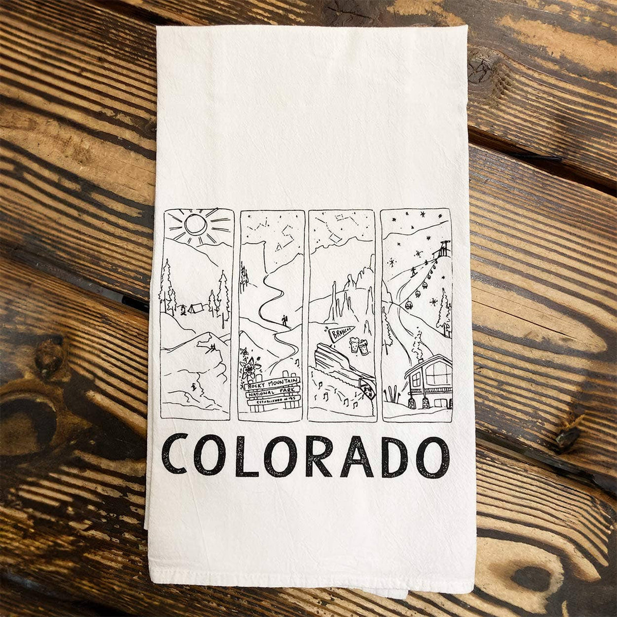 Colorado Seasons Tea Towel: White
