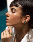 Petite Post Earrings in Emeralds - 18k Gold