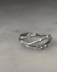 Encrusted 3 Branch Ring - Silver