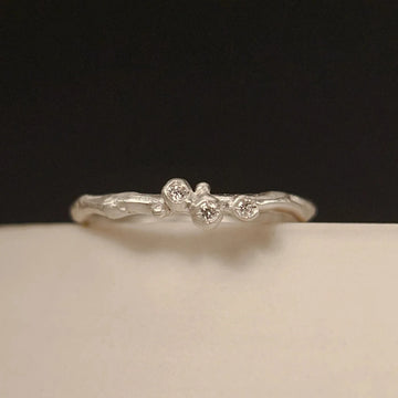 Encrusted Tiny Branch Ring - Silver
