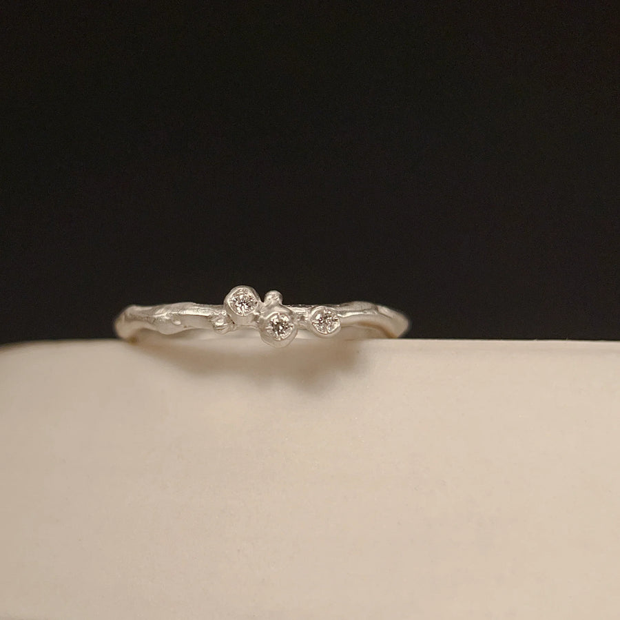 Encrusted Tiny Branch Ring - Silver