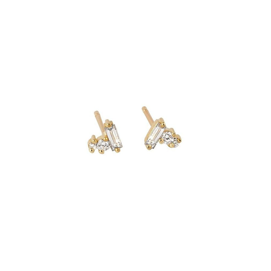 Petite Post Earrings - 18kg + Diamonds