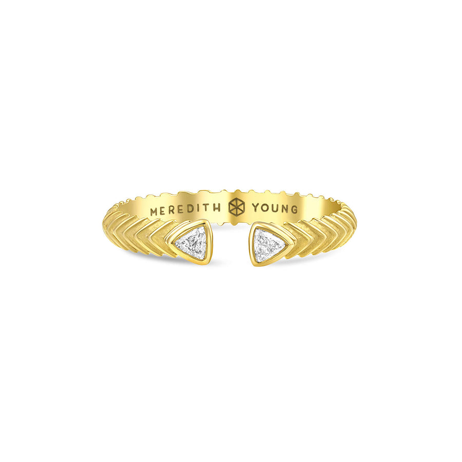 Petite Trillion Split Ring - 18k Gold + Diamonds, Size 7