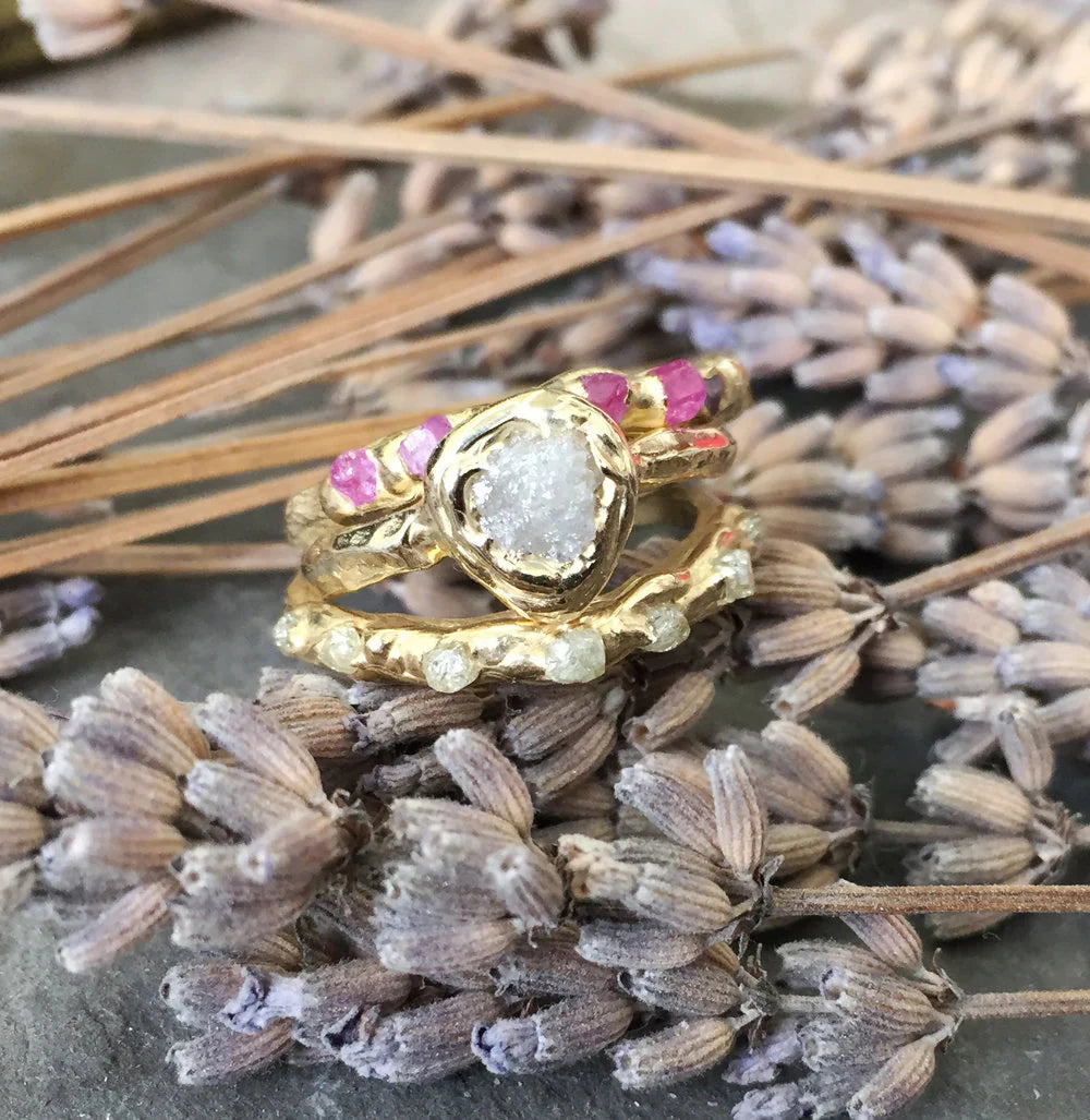 Unity Ring - 14k Gold + Rough Diamonds