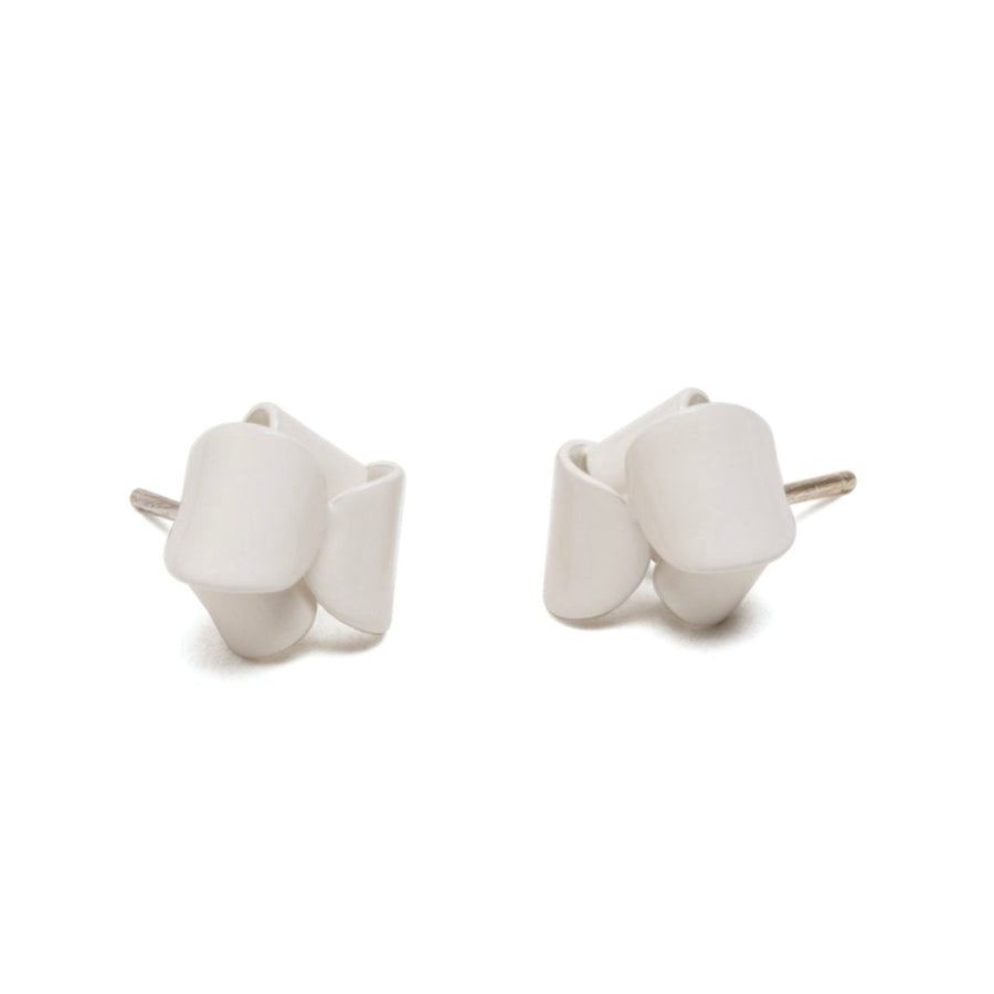 Asymmetrical Folded Studs - Tiny,  White