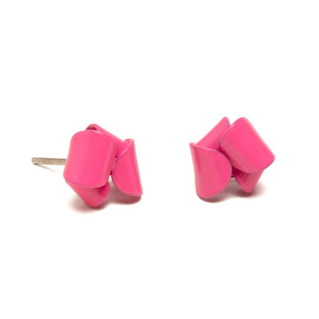 Asymmetrical Folded Studs - Tiny, Pink