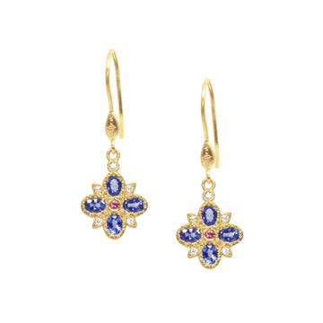 Flower of Light Earrings - 18K Gold, Diamonds + Sapphires