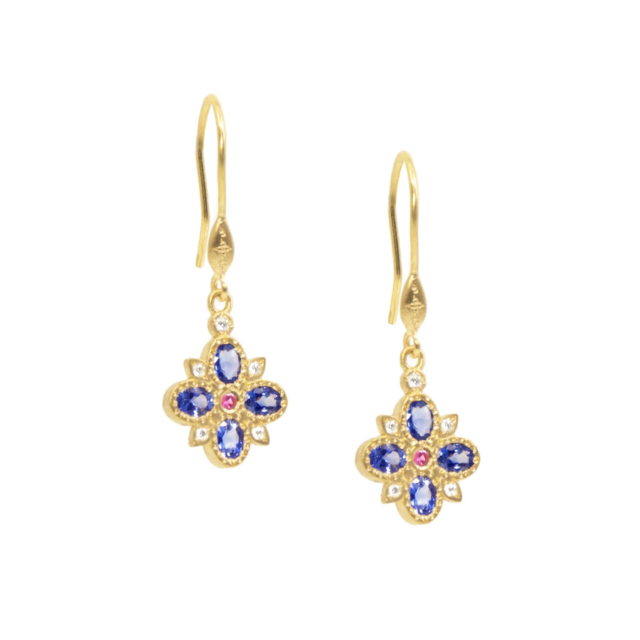 Flower of Light Earrings - 18K Gold, Diamonds + Sapphires