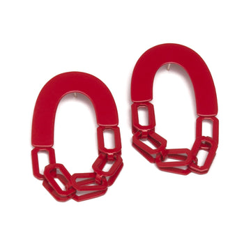 Links with Links Earrings - Red