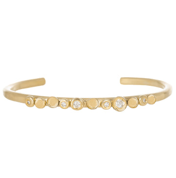 Golden In Bloom Stacking Skinny Cuff - 22ky, 18ky + VS Diamonds